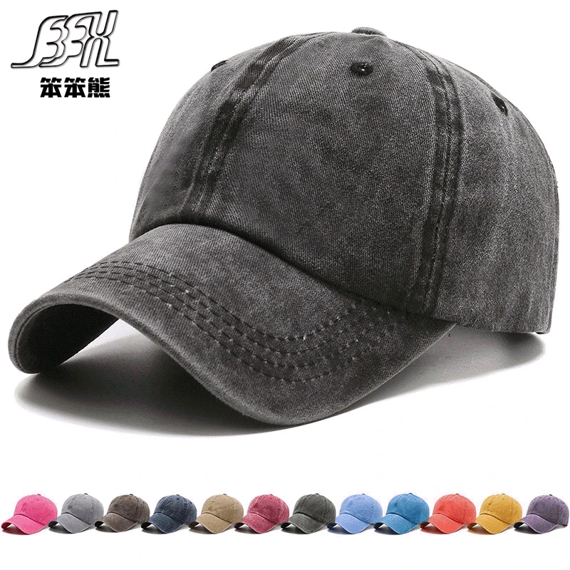 

Cap Men's Spring and Autumn Washed Baseball Cap Color Light Plate Fashion Simple Dome Cap Shopping Sports Sun Hat