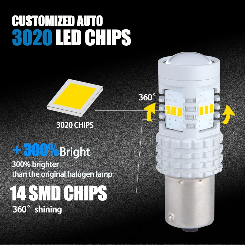 Дневные ходовые огни 1156 BA15S T20 W21W 7440 6000K 3000LM P21W задние фонари аксессуары для