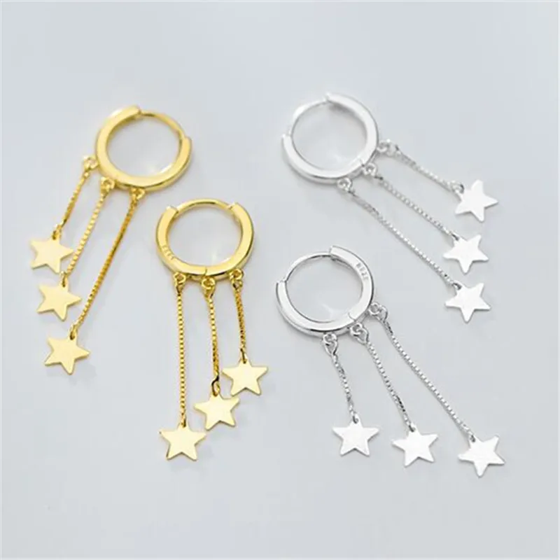 

925 стерлингового серебра кисточкой звезда из бисера, свисающие серьги для женщин, модные корейские Драгоценности eh718