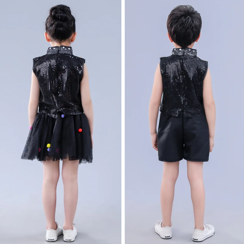 Детские джазовые танцевальные костюмы для мальчиков и девочек с кисточками