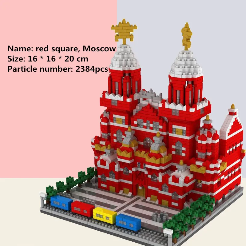

Architecture City Set Landmarks Red Squarep DIY Small Particle Building Blocks Educational Kids Toys Christmas Birthday Gifts