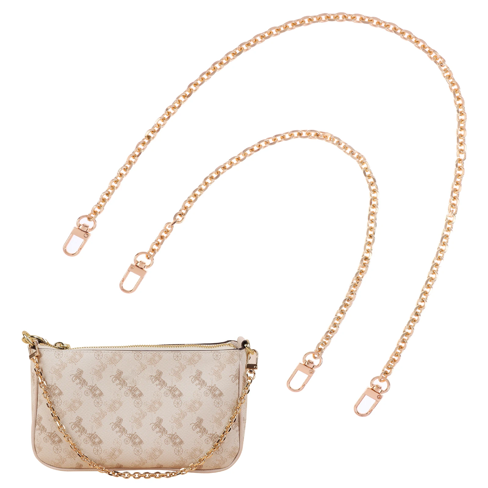 

2PCS/Set Flat Replacement Chain Strap Metal Link Clasp Purse Chain Bag Handle Shoulder Cross Body Handbags Chain Strap 40/60cm