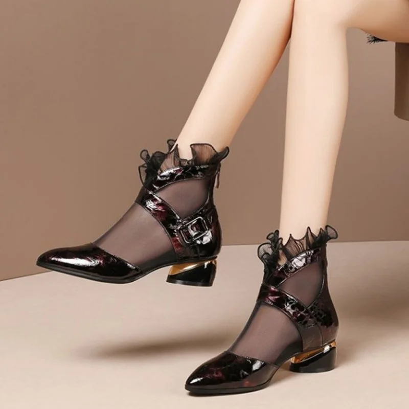 

Low Heel Martin Boots Women's National Style Spring/summer 21new Korean Sandals Thick Heel Soft Leather Cool Boots Women's Shoes