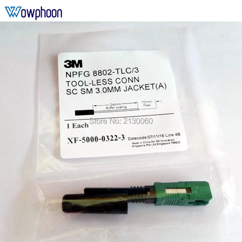 Free shipping 100Pcs/Lot Fast Connector 3M NPFG 8802-TLC/APC/FS/3 SC APC singlemode 3.0mm FTTH Fiber Optic Fast Connector