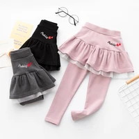 cotton kids girls leggings with skirt culottes pants for children princess elastic bottoming pants trousers
