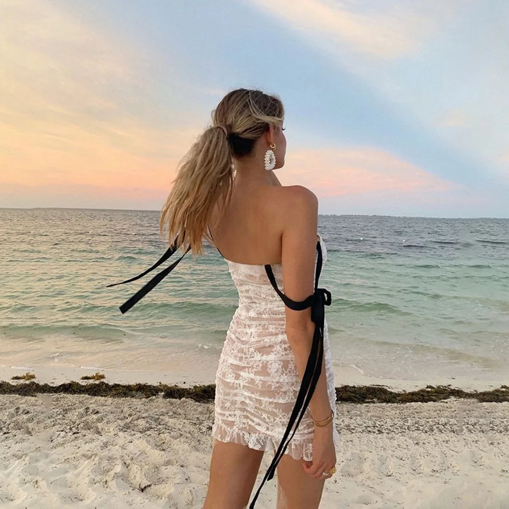 Осеннее/осеннее Сетчатое лоскутное тонкое сексуальное мини-платье на бретельках