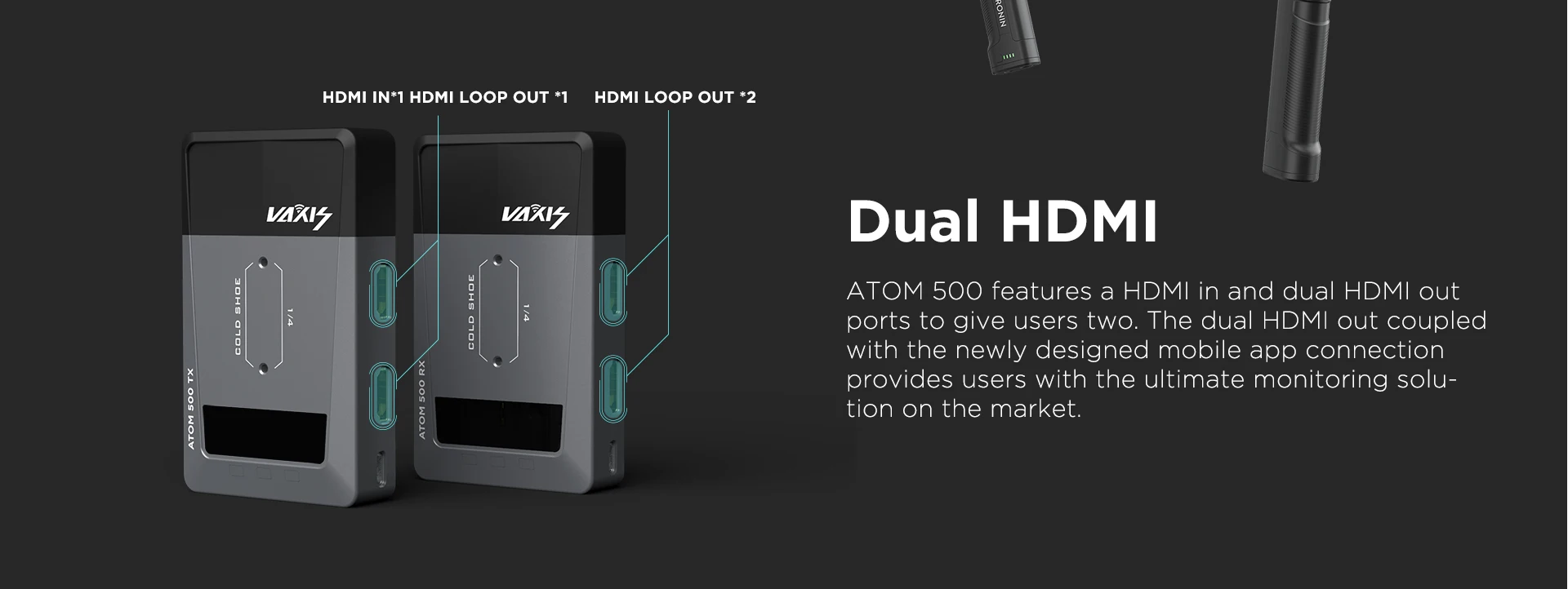 Vaxis ATOM 500 беспроводной передатчик приемник 1080P HD двойной HDMI изображения видео Беспроводная система передачи VS Hollyland mars 400S