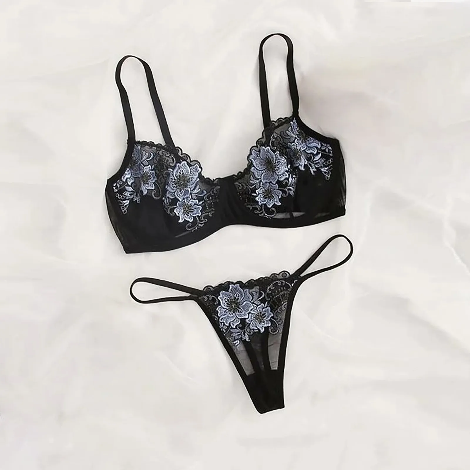 Новый Для женщин кружева вышивка Нижнее белье бюстгальтер трусики для