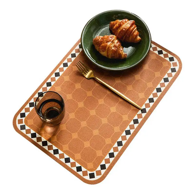 

Practical Placemat Vintage Light Luxury Leather Placemat Table Pad Flower Pad 40 * 30cm Home Decor Room Kitchen Accessories