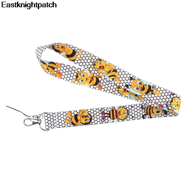 

Bee pattern Multifunction lanyard for mobile phone key in strap necklace card holder webbing ribbons keychain keyring E0886