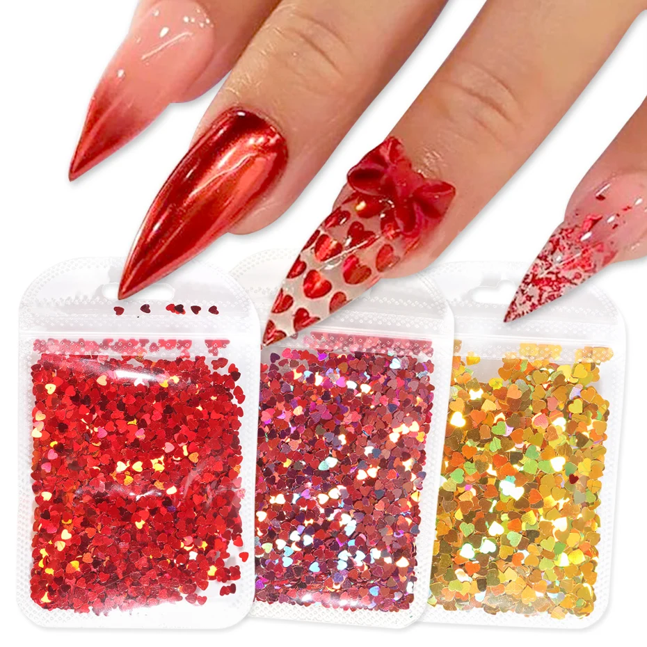 1 упаковка в форме сердца блестки для нейл Арта (искусство украшения ногтей)