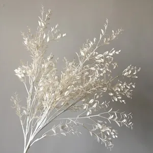 Искусственный стебель, 100 см, перламутровый белый лист, искусственные украшения для дома бамбуковый, белый, Свадебный декор, пластиковый цветок