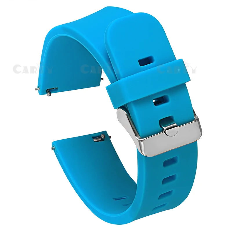 sky bl silver buckle Carty силиконовые браслеты для часов быстросъемные ремешки для часов 20 мм 22 мм Мужские и женские мягкие резиновые черные или серебряные пряжки безопасные кольца Хранитель - Цвет ремешка: sky bl silver buckle