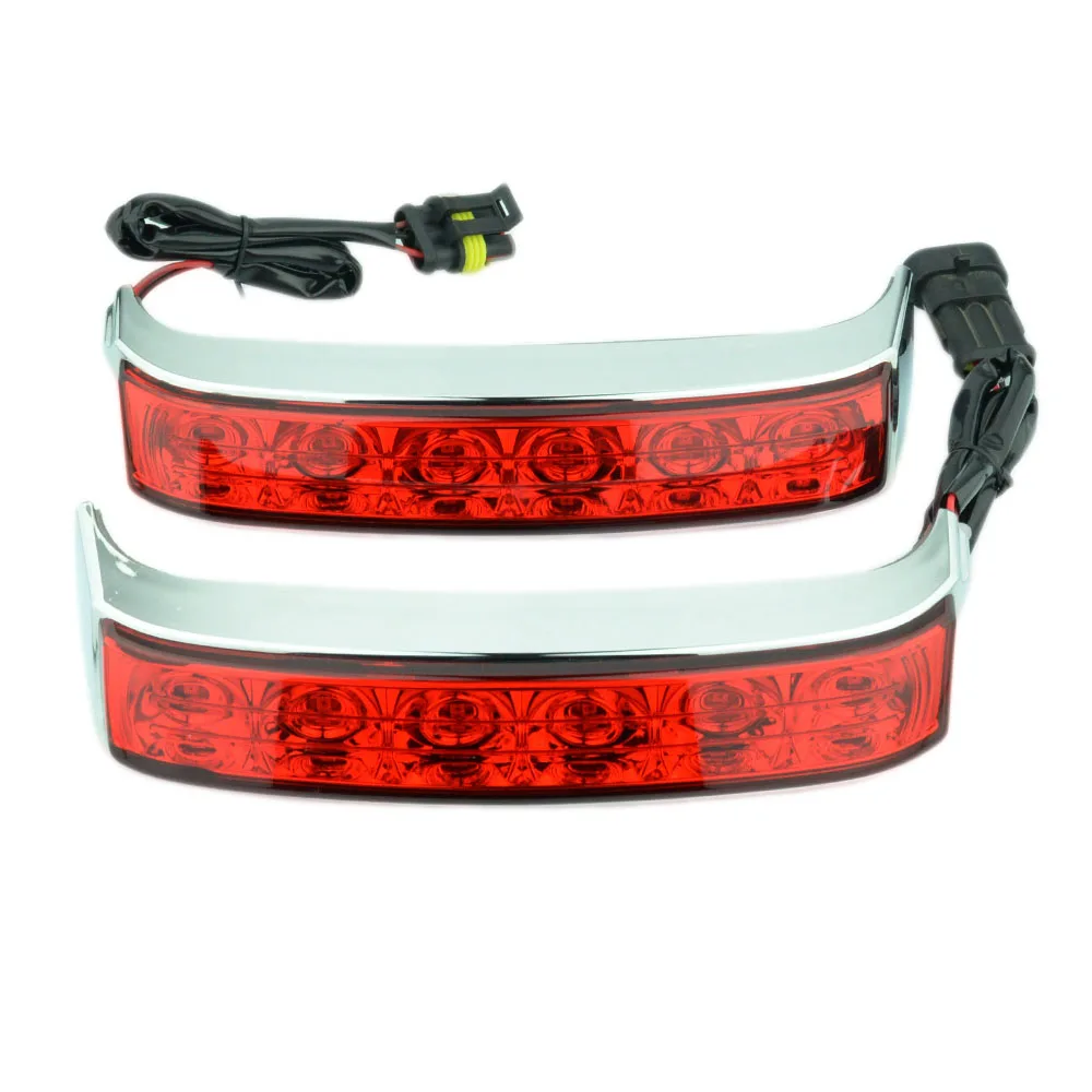 Chrome Red Lens Седельная сумка для мотоцикла, красный дымчатый объектив, задний светильник, коробка для багажа, корпус, лампа для Harley Touring Road King FLHR - Цвет: Chrome Red Lens