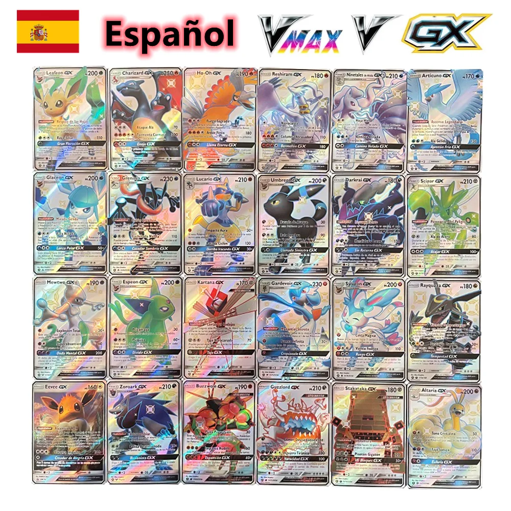 

Spanish Pokemon Card Shining Cards Game Charizard VMAX V TAG TEAM GX Rainbow Card Battle Carte Trading Children Toy