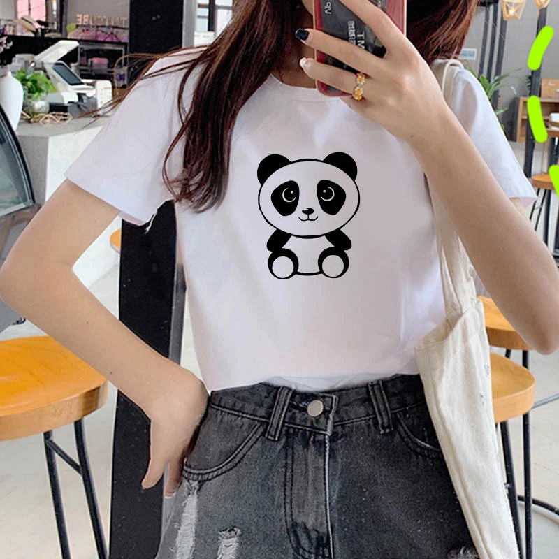 

Fashion Cartoon Panda T Shirt Women Lovely Print Short Sleeved O-neck T-shirt Vogue Ullzang Tshirt Harajuku Tops Girl T-shirt