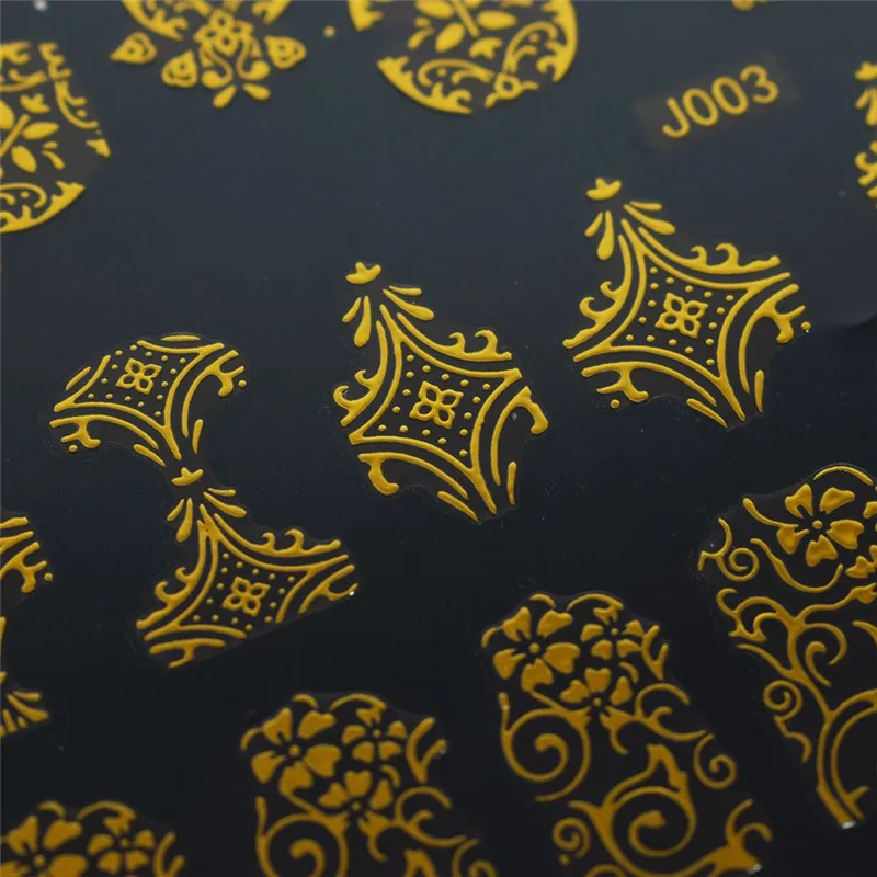 1 Sheet Silver Gold 3D Nail Stickers Creative Metallic Flowers Design Manicure DIY Patch Beauty Makeup Accessories | Красота и