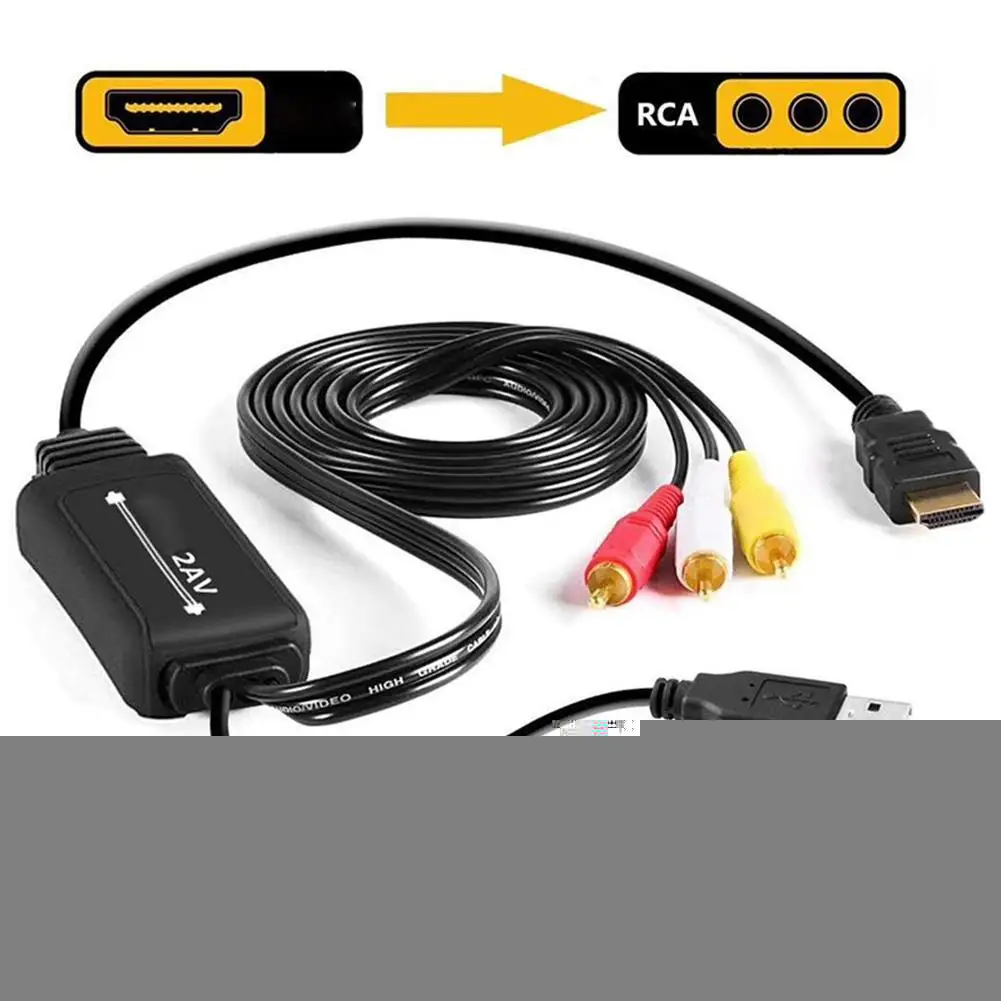 

1080P HDMI-compatible HDTV To 3 RCA/AV Audio Video Cable Converter Adapter Cord Lead System Switch With USB Charging