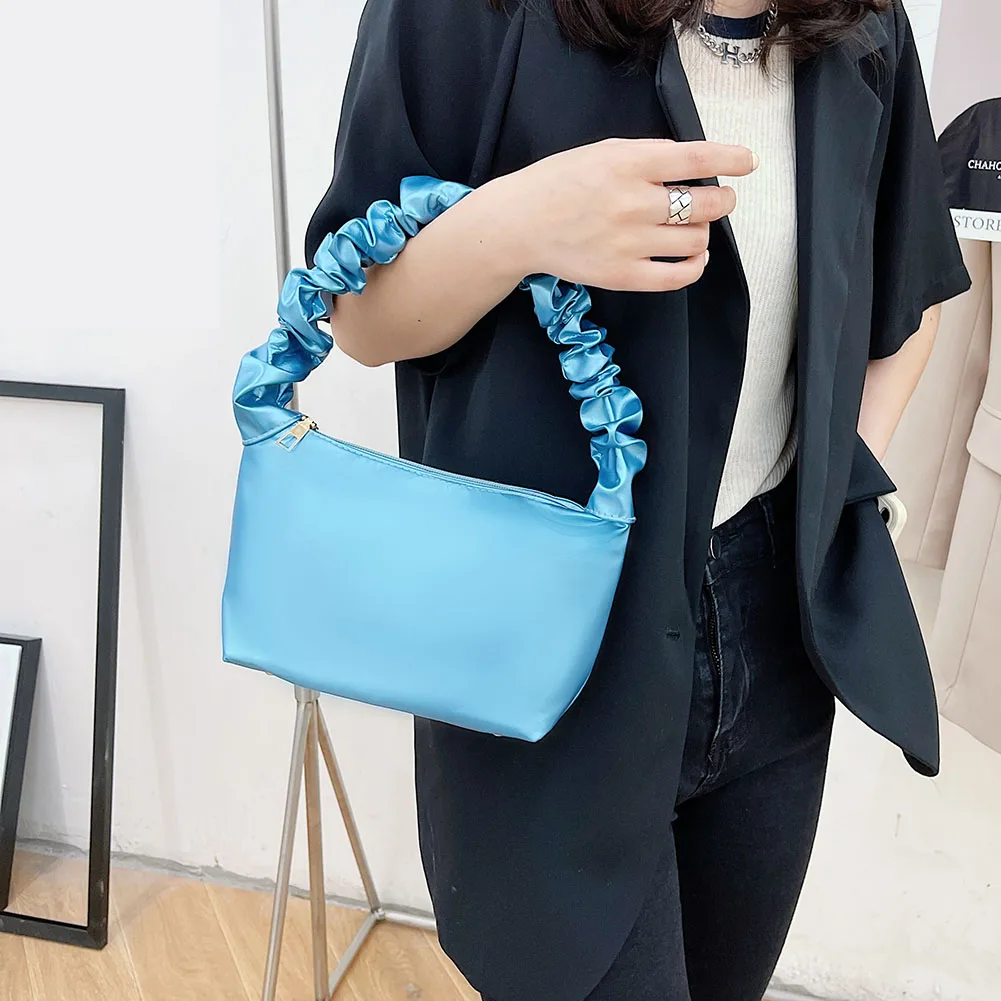 

2021 New Casual Handbag Purse Vintage Women Pleated Solid Color PU Leather Handbag Purse Shoulder Underarm Bag