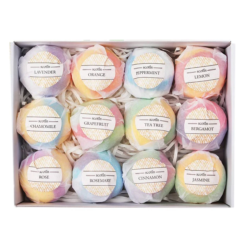 Bath Bombs Gift Set - 12 Handmade Fizzies For Women Perfect Bubble &amp Spa Bath- Essential And Fragrance Oils Moisturizi | Дом и сад