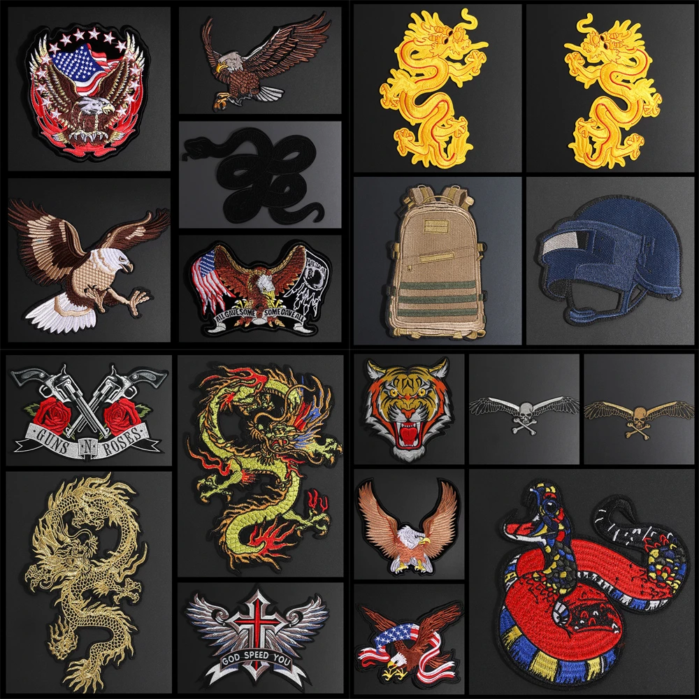 Золотой Китайский дракон вышивка крыльями орла нашивка &quotЗмея&quot пистолет с