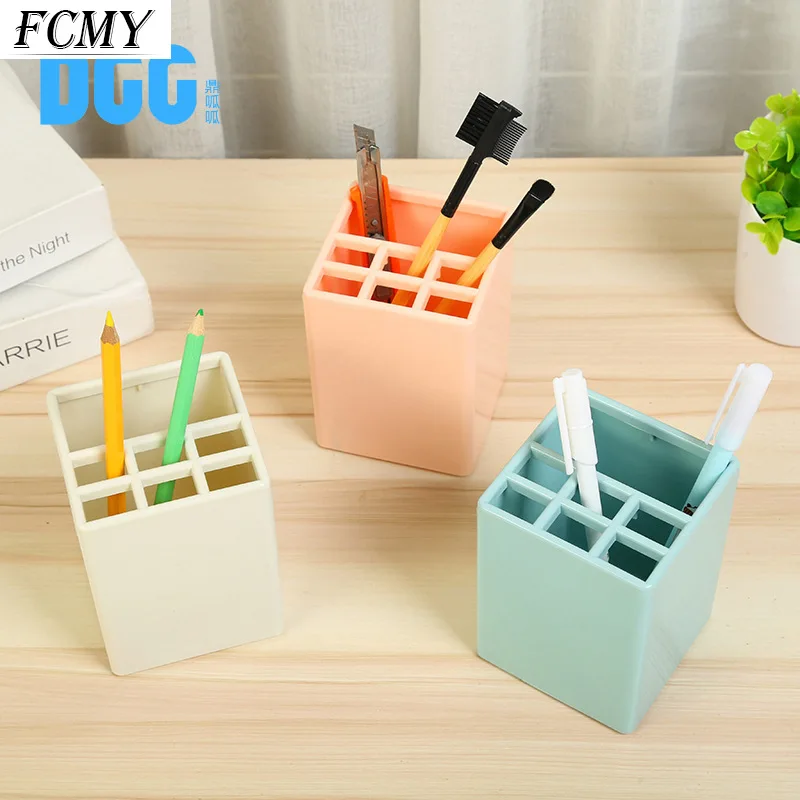 

Desktop Storage Box Pen Holder Organizer Cases 7 Slots Grid Makeup Rack Multifunction Storage Baskets desk storage