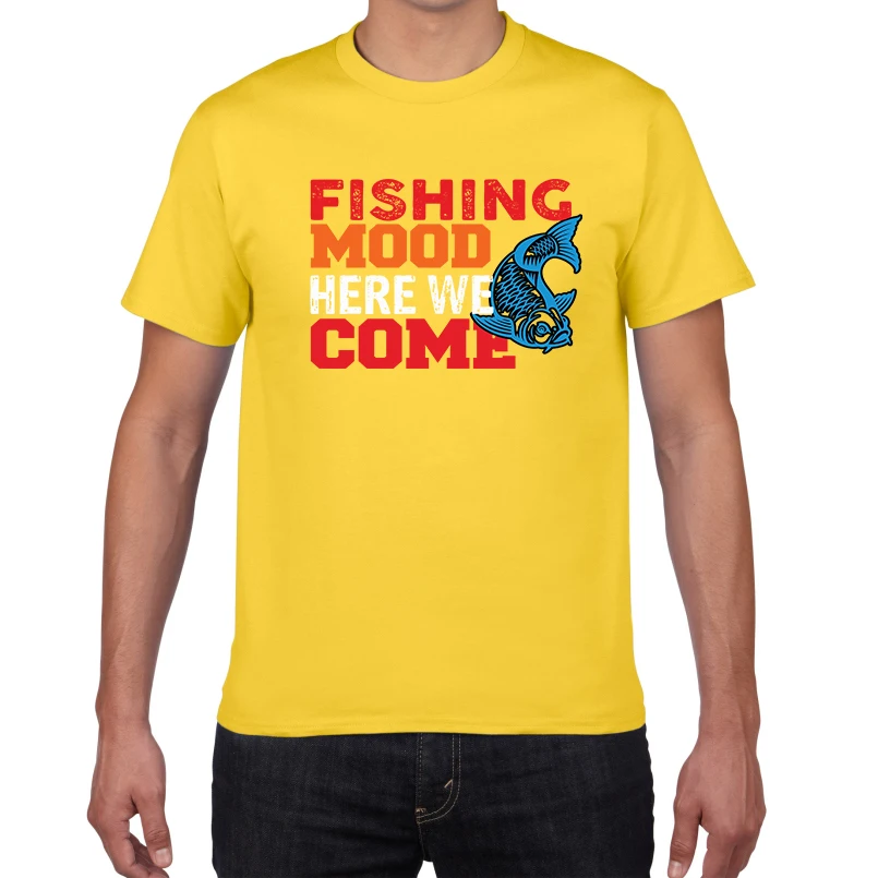 

Fishing Mood Here We Come Funny T-Shirts Men's Oversized Cotton Tops Streetwear Tee Shirts Boy's Casual Short Sleeve Tees