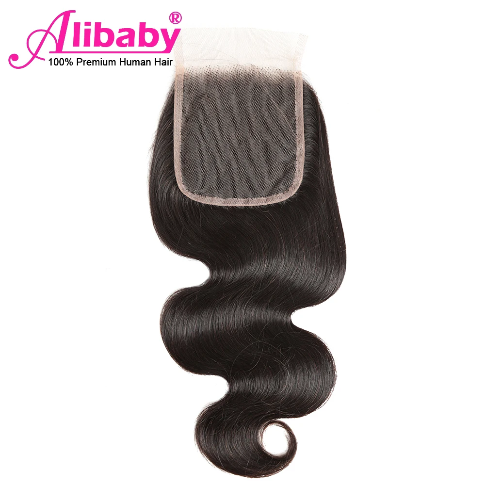 Alibaby перуанские человеческие волосы закрывающие волнистые не Реми 4 ×