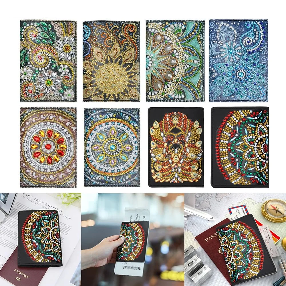 Чехол для паспорта из искусственной кожи со стразами|Алмазная мозаика и вышивка|