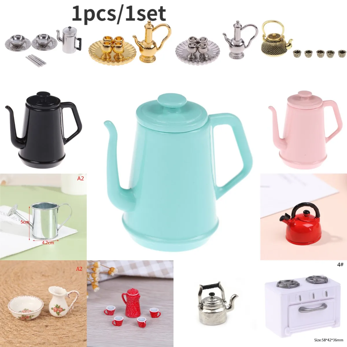 

Multi Styles Teapot Cup Kettle, Sprinkling Kettle, Miniature Ice Water Cups 1: 12 Dollhouse Furniture Miniature Kitchen DIY Toys