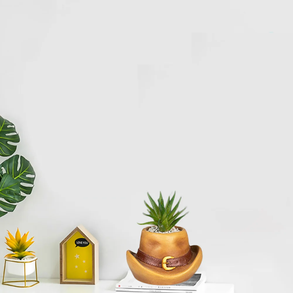 

Western Cowboy Hat Planter Creative Plant Pot Pretty Succulent Planter for Decor