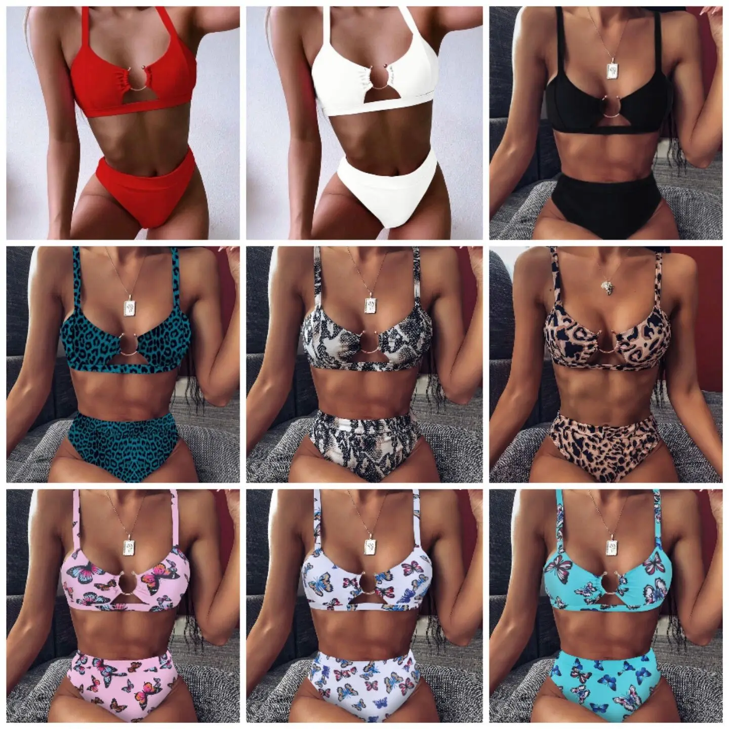 

2021 New Multi-Color Leopard Print Sexy Fashion Bikini Swimsuit Women's Bikini