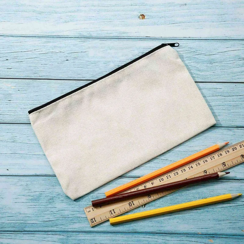 

80 Pcs Canvas Zipper Bag Pencil Case Cosmetic Bag Blank Bag DIY Craft Bag, 40 Pcs Beige & 40 Pcs Black