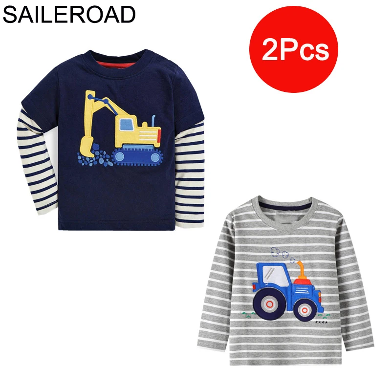 SAILEROAD 2 Шт. Мальчики Рубашки С Длинным Рукавом Хлопок Животных Печати Девушки для