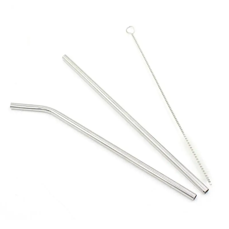 

Metal Reusable Metal Straws Set with Cleaner Brush 304 Stainless Steel Drinking Straw Milk Drinkware Bar Party Accessory