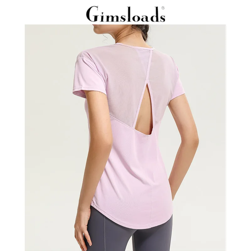 

Женские спортивные топы Gimsloads для йоги, спортзала, майка, быстросохнущая Свободная Женская футболка с коротким рукавом для бега, фитнеса, ды...