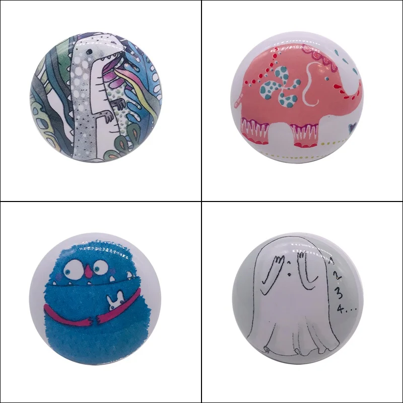 1x Керамическая ручная роспись мультфильм животных дверь детской комнаты ручки и