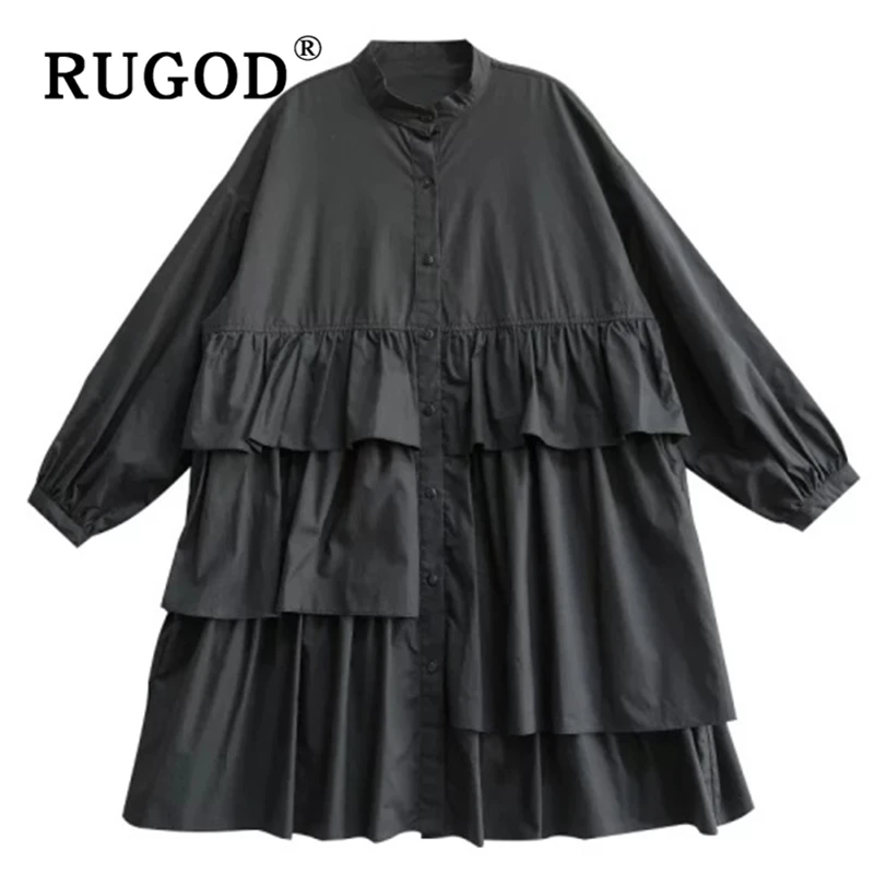 Женское асимметричное платье RUGOD винтажное Свободное с круглым вырезом и