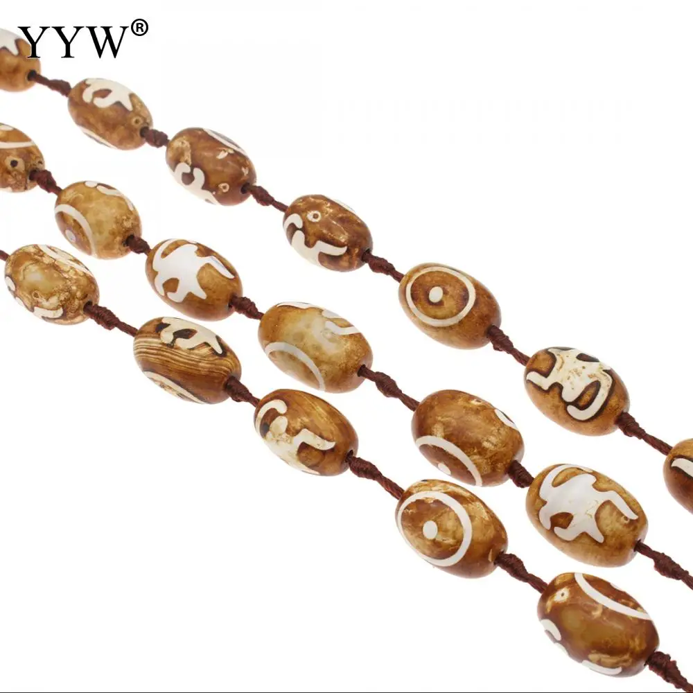 

Vintage Ellipse 22x15x22mm Natural Tibetan Agated Dzi Beads Retro Loose Beads For Jewelry Making Bracelet Religion Faith