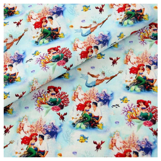 Наволочка из натурального хлопка с принтом маленькая русалочка | Дом и сад