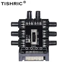 TISHRIC вентилятор-концентратор, кулер с SATA от 1 до 810, разветвитель вентилятора, 3-контактный, Pwm, SATA, Molex, разветвитель, адаптер для ПК, Майнинг, источник питания, кулер