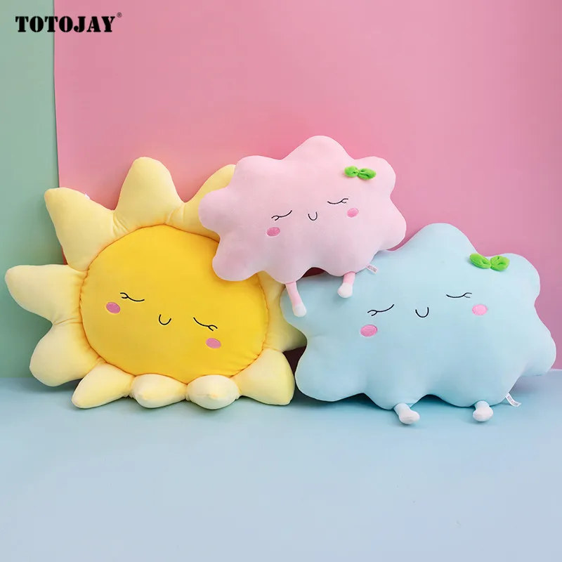 Lovely Soft Baby Plush Pillow Sleeping Sun Cloud Shaped Cartoon Bed Car Decor Nursing Yellow Pink Blue Sofa Cushion Girls Gift | Игрушки и