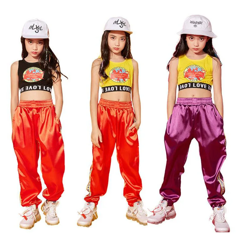 Детская одежда в стиле хип хоп танцевальный костюм для девочек укороченный жилет