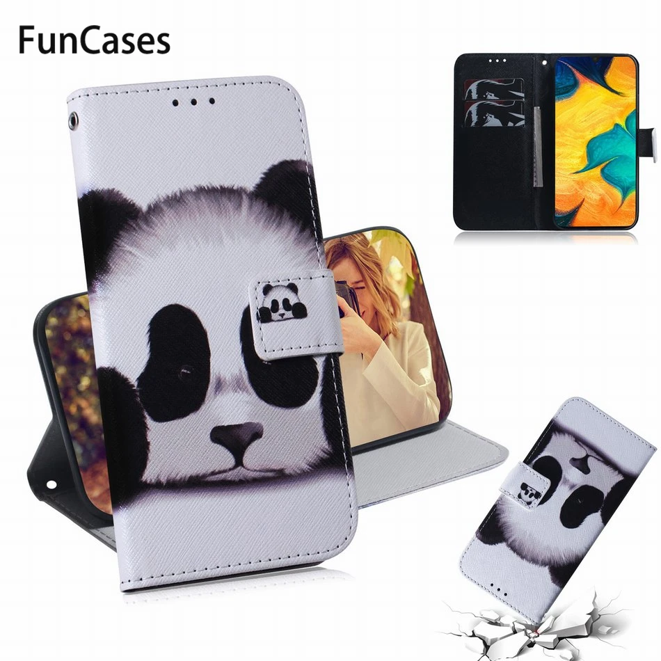 Animal Case Leather Cover Bag For Box Samsung Galaxy M40 A60 A70 A80 A90 Panda Tiger Lion Wolf Painting Owl Apricot Flower DP26F | Мобильные