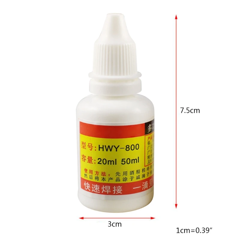 

YYSD 20ml Powerful Rosin Soldering Agent No-clean Flux Stainless Steel White Plate Iron 18650 Battery Welding Water Liquid Flux