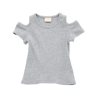 summer baby girls candy color off shoulder short sleeved kids t shirt cotton clothes tops cute new solid fashion regular o neck
