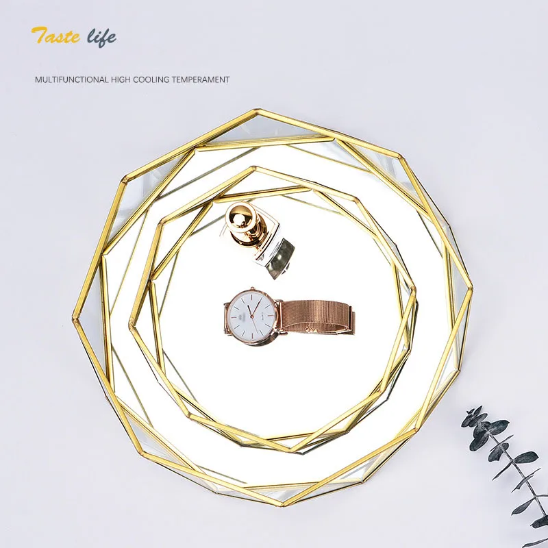 Винтажный металлический кухонный лоток для хранения Золотая овальная тарелка