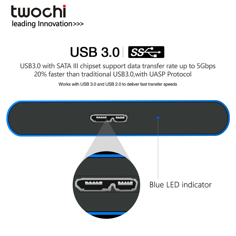 TWOCHI Металл Портативный HDD жесткий диск внешний 2 ТБ хранения внешнего жесткого