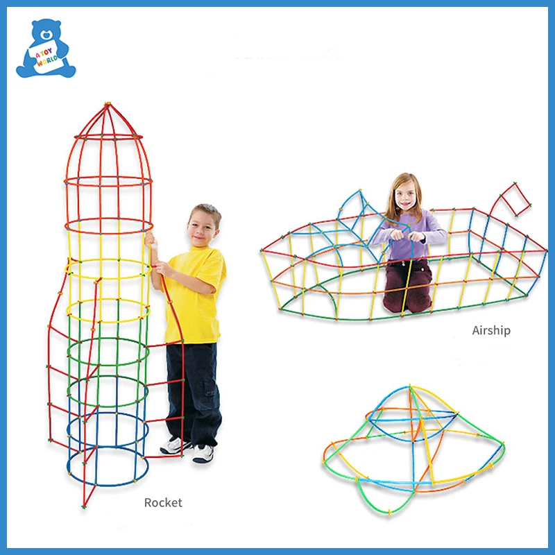 

Kids Construction Toys 4D DIY Straw Blocks Tent Fort Building Kit Geometric Shape Educational Toys Blocks For Children Gift