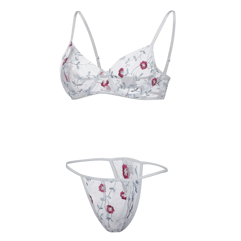 

Sexy Lingerie Lace Embroidery G-string Thong Temptation Underwear Sleepwear Christmas Underwear Bra And Panty Set #4